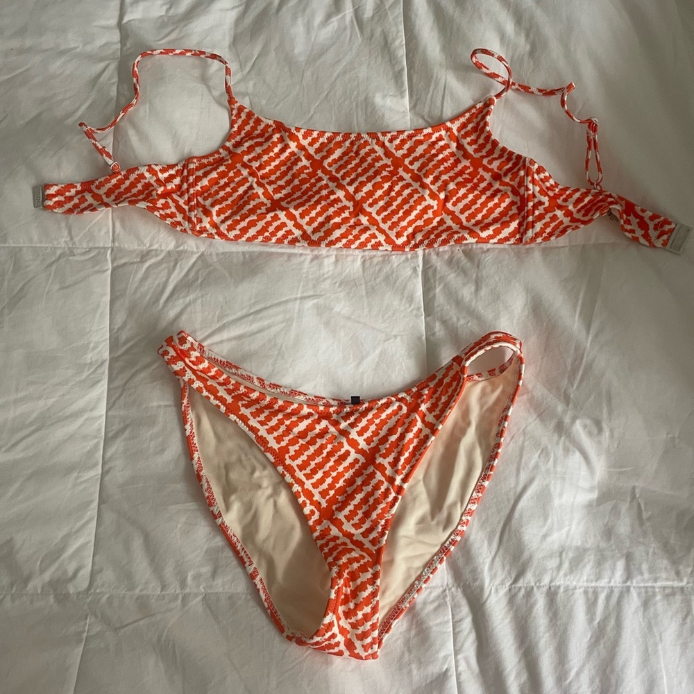 Triangl Swimwear Orange and White Bikini